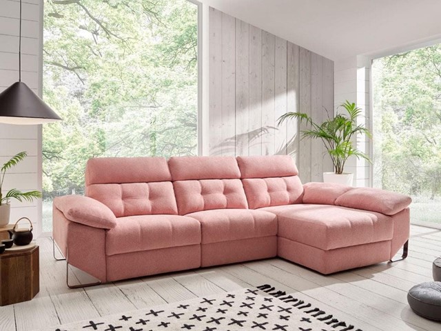 Chaiselongue md GADIR  de 309 cms , dos asientos relax eléctricos, tapizado en Donatella 