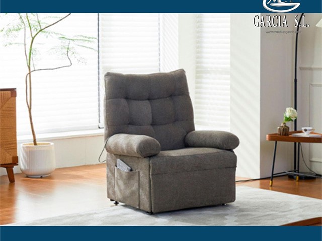 SILLON RELAX ELEVADOR MAJOR TEJIDO GRIS TABACO.